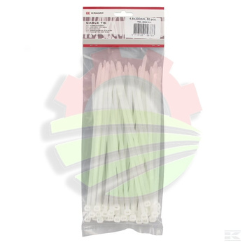 Opaski kablowe 4.8x200 mm białe, Poliamid, max. Ø 53 mm op. 50 szt. Kramp