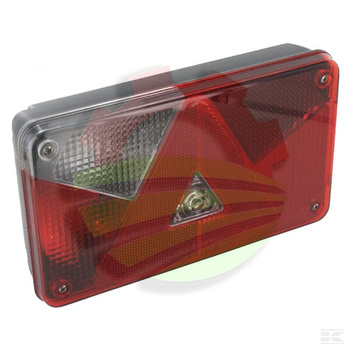 Lampa zespolona tylna, lewa prostokątna 12V czerwona/przezroczysta przykręcana z wtyczką 5-pin  Multipoint V Aspöck