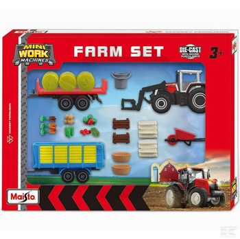 Zestaw miniatur maszyn rolniczych Massey Ferguson mini maszyny robocze zestaw do zabawy z ciągnikiem rolniczym (12 szt.)