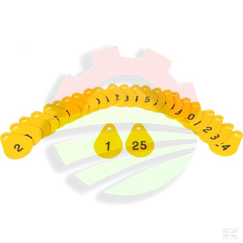 Cyfra identyfikacyjna łezka, żółta nr. 1-25