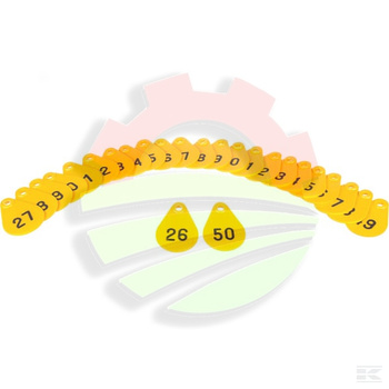 Cyfra identyfikacyjna łezka, żółta nr. 26-50