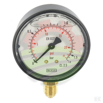 Manometr glicerynowy, Ø 63 mm 0-1.6 bar, przyłącze dolne 1/4"